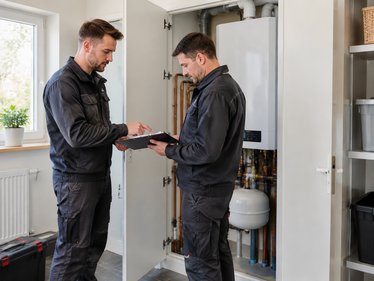Zwei Techniker von ThermaTech bei der Arbeiten-Diagnose